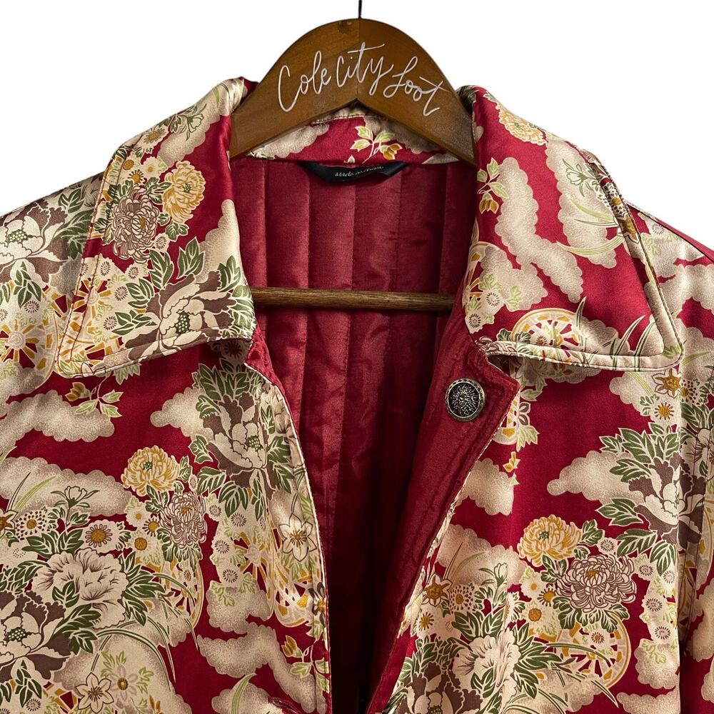 Carol Cohen Studio 100% Silk Jacket Reversible Red Floral Quilted S - Picture 2 of 9